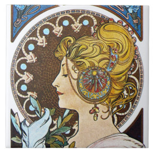 Mucha La putsar art nouveau belägger med tegel de Kakelplatta