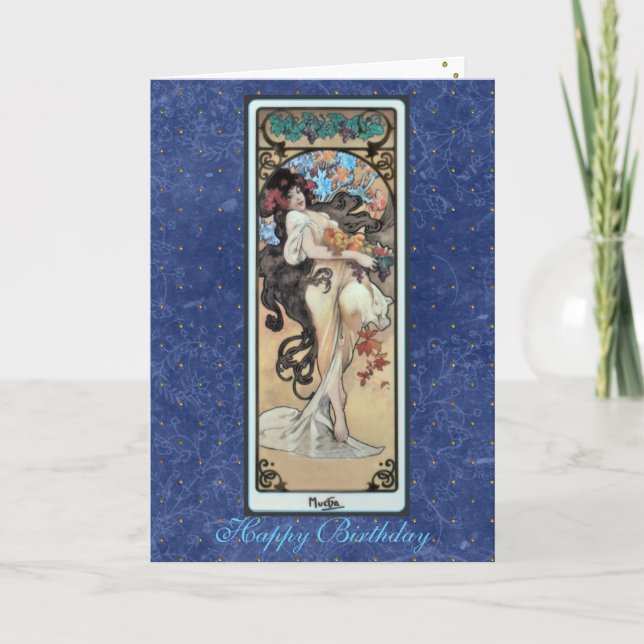 Mucha ~ ’L'Amethyste’ februari Birthday Card Kort (Framsida)