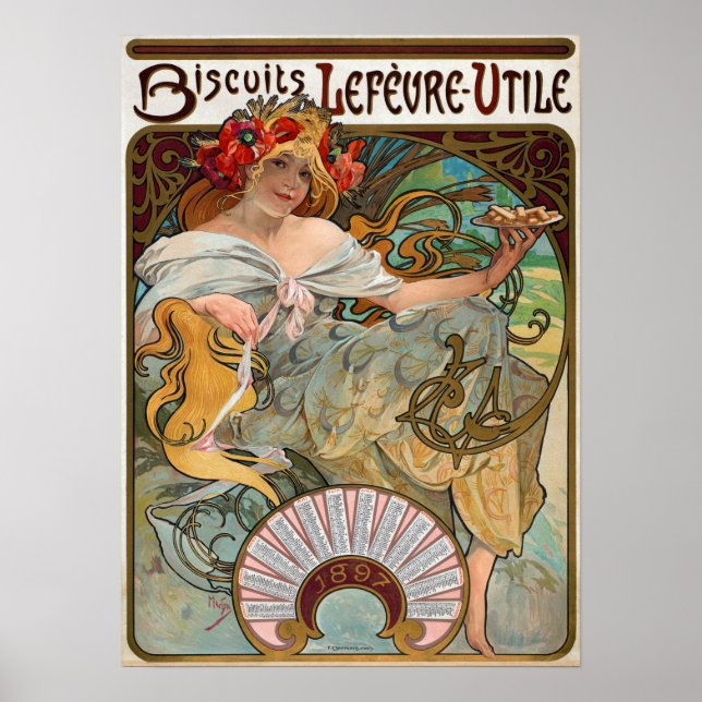 Mucha - Lefevre Biscuits 1896 Poster (Framsidan)