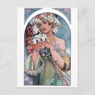 Mucha lillies art deco-gåva vykort