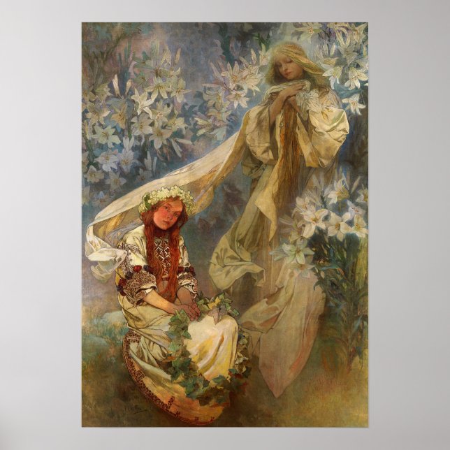 Mucha - Madonnan av liljor 1905 Poster (Framsidan)