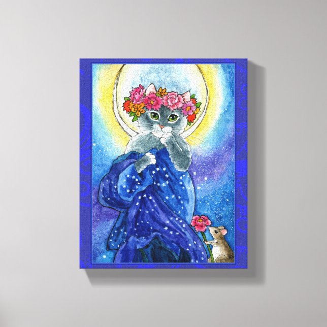 Mucha Måne Cat konstspat Canvastryck (Framsida)