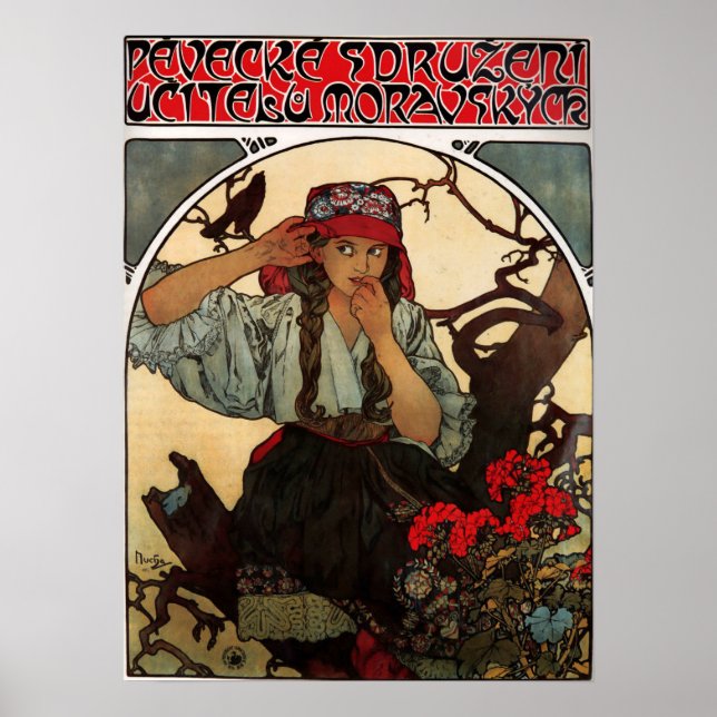 Mucha - Moravian Teacher'Choir 1911 Poster (Framsidan)