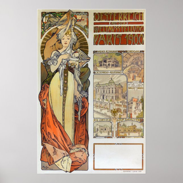 Mucha - Österrikiska paviljongen Paris 1900 Poster (Framsidan)