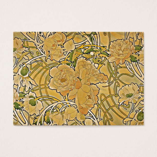 Mucha Peonies 1897 Visitkort (Framsidan)