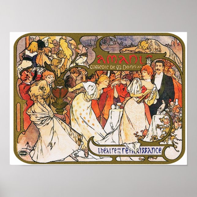 Mucha Poster: Amants Poster (Framsidan)