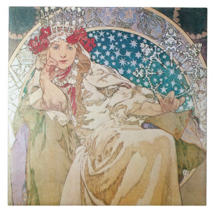 Mucha Princess Hyacint Belägga med tegel Trivet Kakelplatta
