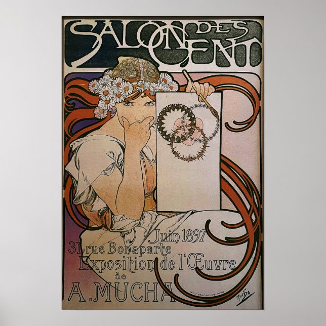 Mucha - Salon Des Exhibition 1897 Poster (Framsidan)