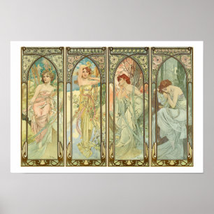 Mucha, Seasonernas tider, Art nouveau Poster