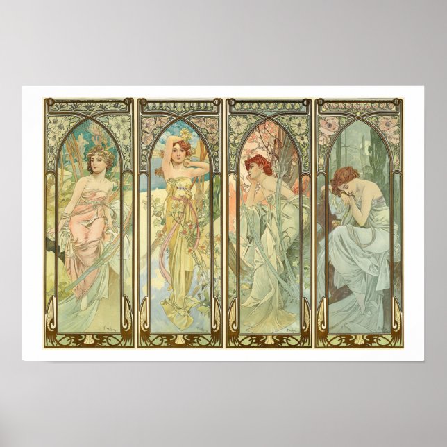 Mucha, Seasonernas tider, Art nouveau Poster (Framsidan)