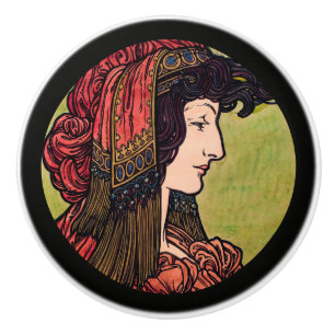 Mucha Stached Glass Beauty Knopp