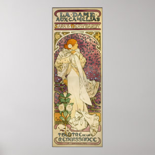 Mucha vintage affisch: LaDame hjälpCamélias Poster