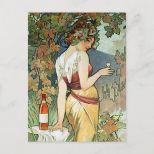 Mucha-vykort: Cognac - Art nouveau Vykort