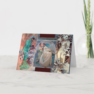 Mucha winter princess collage art deco kort