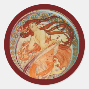Mucha Woman Runt Klistermärke