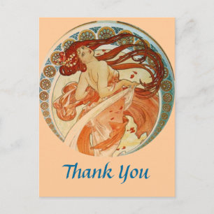 Mucha Woman Tack Postcard Vykort