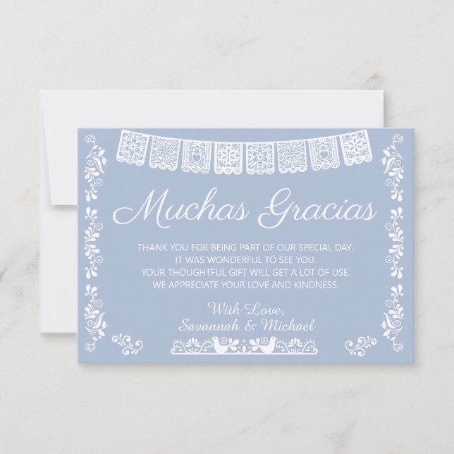Muchas Gracias Baby Shower Dusty Blue Tack Kort (Framsida)