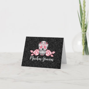 Muchas Gracias Black Damask Sugar Skull Tack Kort