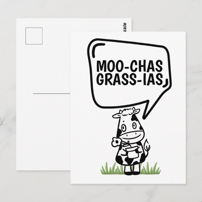 Muchas Gracias Cow Tharie Lényj Vykort (Fram/baksida)