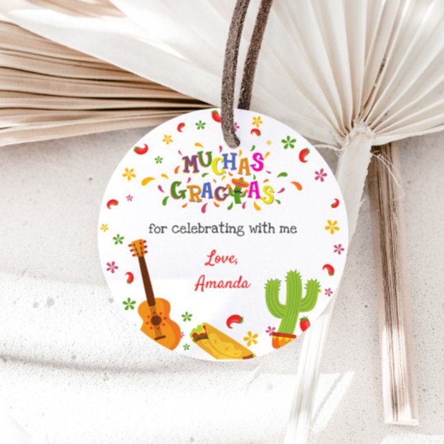 Muchas Gracias Mexican Birthday Märkre Tack Gåvor Etiketter (Skapare uppladdad)
