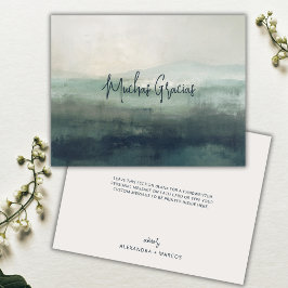 Muchas Gracias Modern Sage Grönt Spanska Bröllop Tack Kort