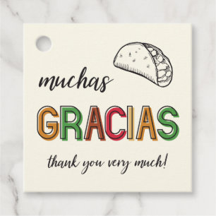 Muchas Gracias, Tack Mycket Taco Party Gåvor Etiketter