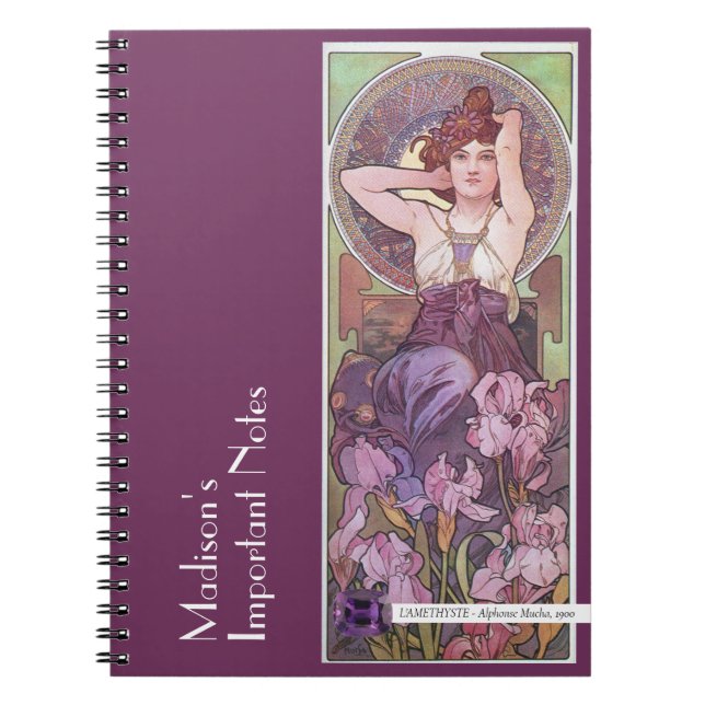 Mucha's Precioius Stones Amethyst Lila Anteckningsbok (Framsidan)