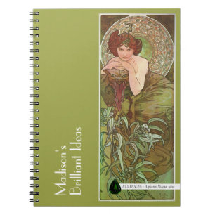 Mucha's Precision Stones Emerald Grönt - bärbar  Anteckningsbok