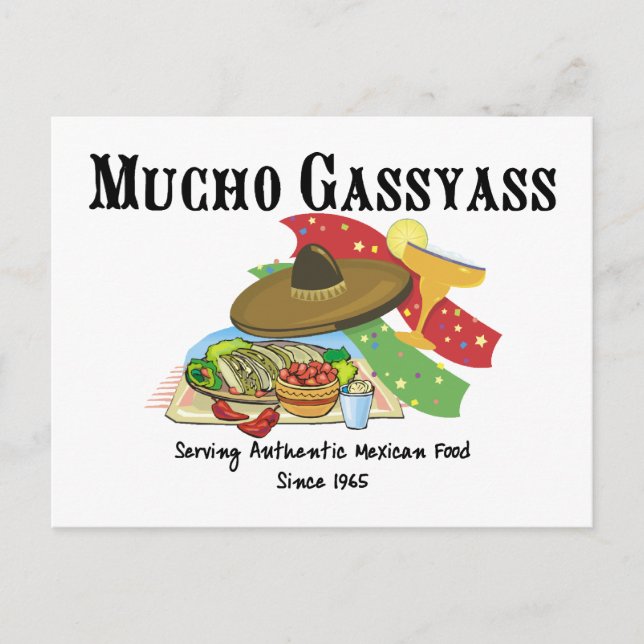 Mucho Gassyass Mexican Food Vykort (Framsida)