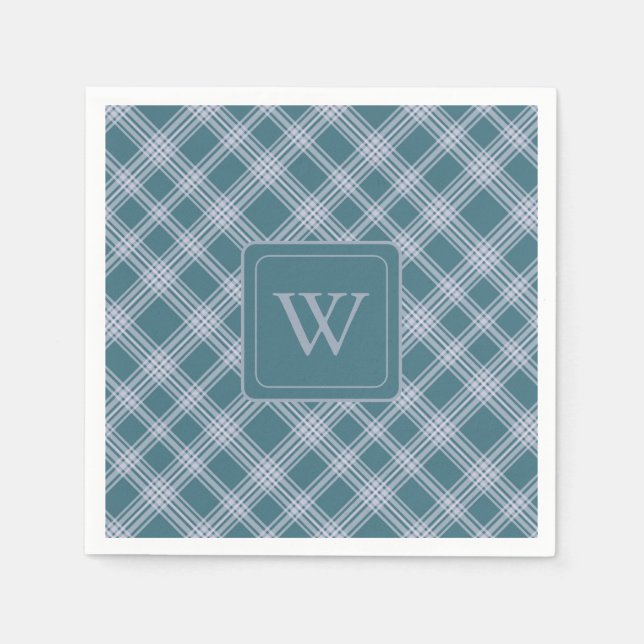 Muckna cyan Play Mönster Monogram Napkins Pappersservett (Framsidan)