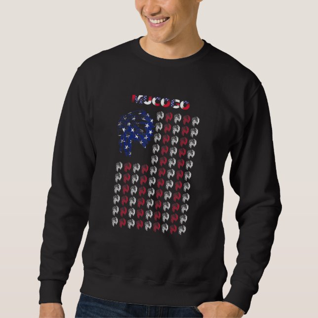 Mucogo Native Indian Chief USA flagga 4 th J Lång Ärmad Tröja (Framsida)