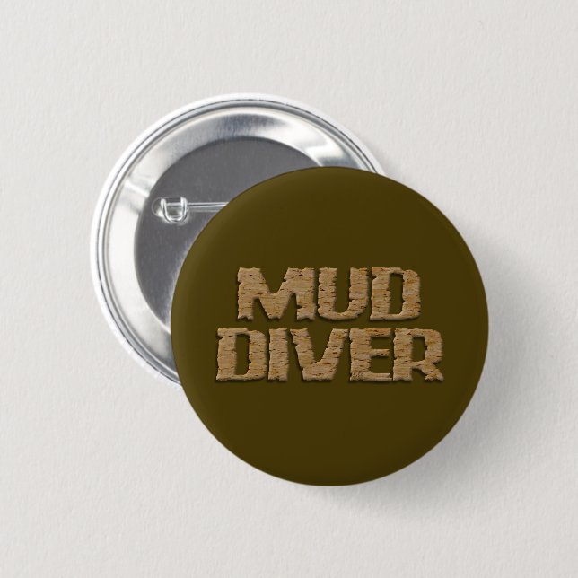 Mud Diver brown round button Knapp (Framsida & baksida)