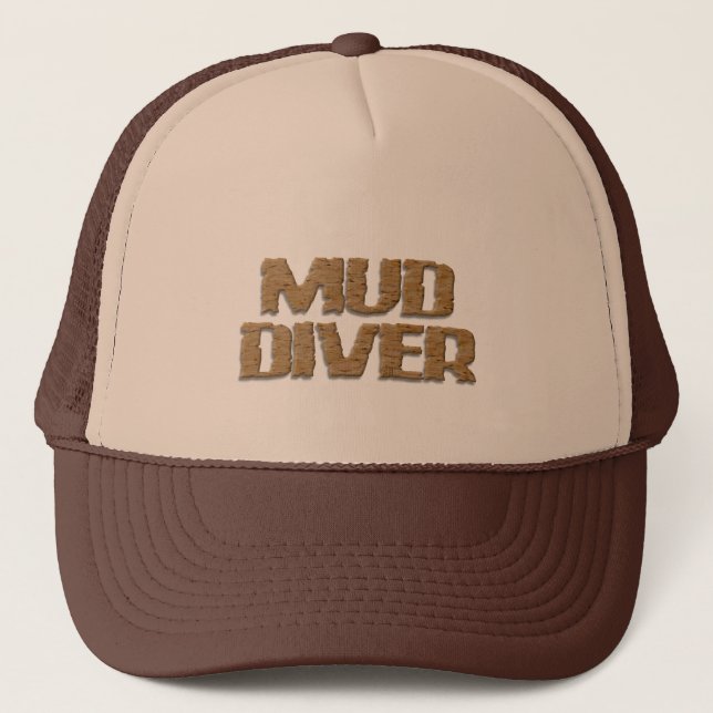 Mud Diver tan and brown foam trucker hat Keps (Framsida)