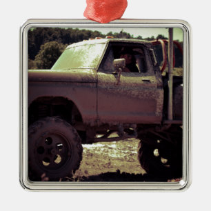 Mudbogging 4x4 lastbil julgransprydnad metall