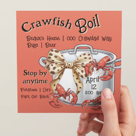 Mudbug Boiling Pot med Bow och Kräftor Party Julkort