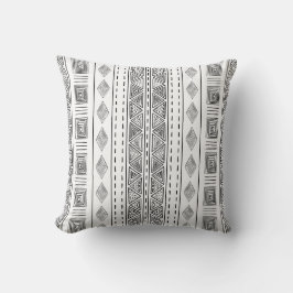 Mudcloth Tribal Mönster White and Black Kudde