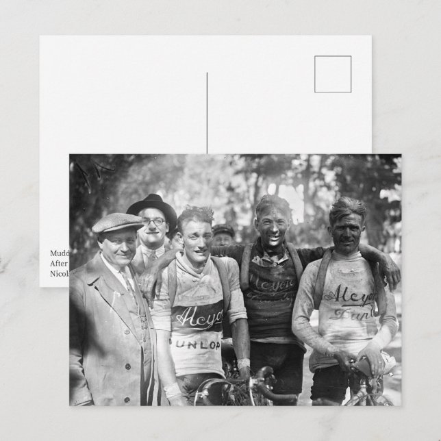 Muddy Ansikte Tour de Frankrike 1928 Efter etapp 1 Vykort (Fram/baksida)