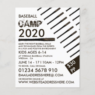 Muddy Baseball Fladdermus, reklam för kaseball Cam Flygblad
