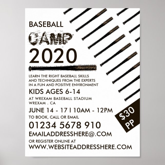 Muddy Baseball Fladdermus, reklam för kaseball Cam Poster (Framsidan)