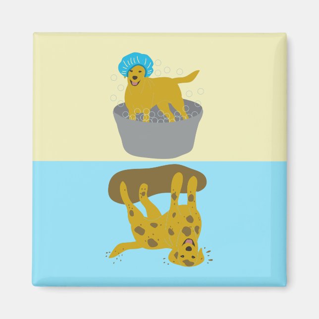 Muddy / Bathtime Hund Funny Clean Dirty Dishwasher Magnet (Framsidan)