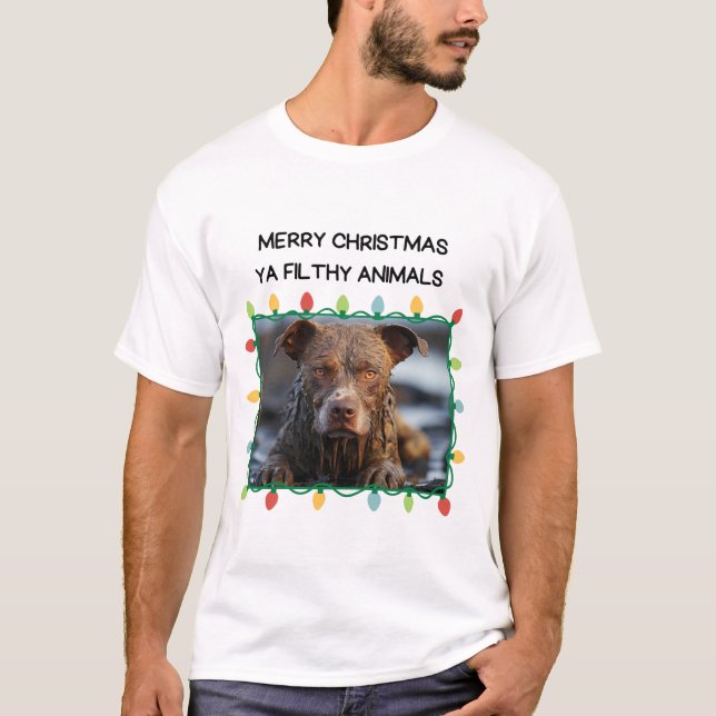 Muddy Brown Hund Funny manar jul T Shirt (Framsida)