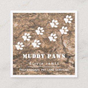Muddy tass avtryck professionell hund djuromsorg t fyrkantigt visitkort