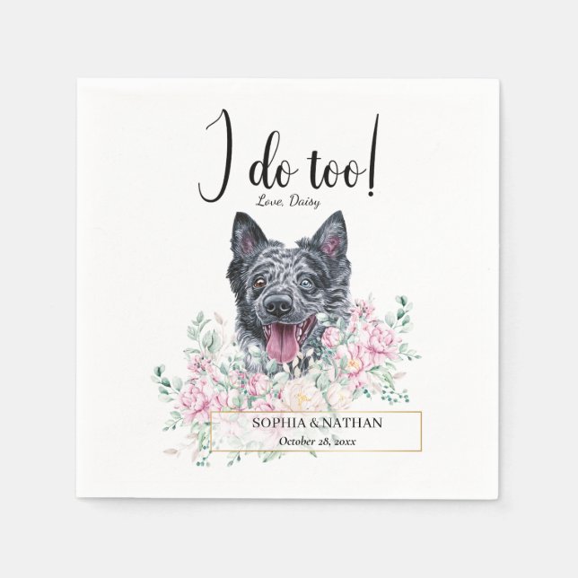 Mudi Hund Bröllop Cocktail Napkins Pappersservett (Framsidan)