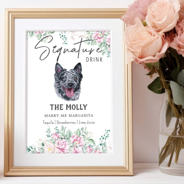 Mudi Hund Namnteckning Drink-tecken Poster (Skapare uppladdad)