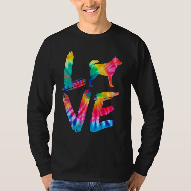 Mudi Tie Dye Kärlek Hund Mamma Pappa T Shirt (Framsida)