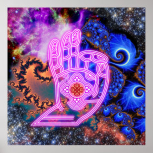 Mudra med Fractaler och Galaxies Poster