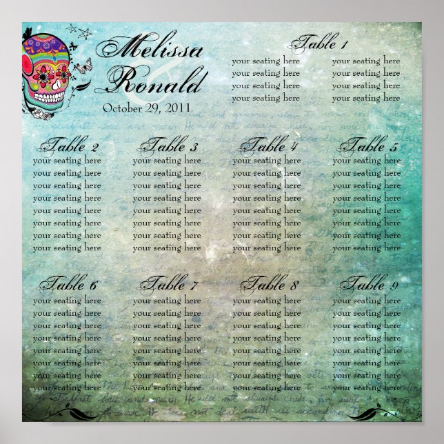 Muerte Day of the dead Calaveras Sugar Skull Art Poster (Framsidan)