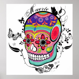 Muerte Day of the dead Skull Poster