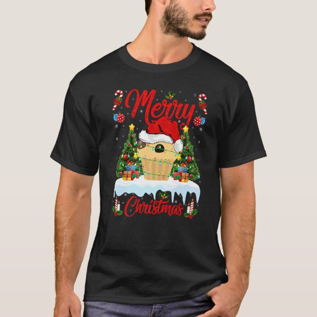 Muffin Food  Lights Xmas Tree Santa Muffin Christm T Shirt (Framsida)
