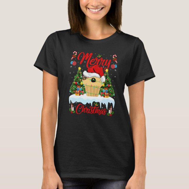 Muffin Food  Lights Xmas Tree Santa Muffin Christm T Shirt (Framsida)